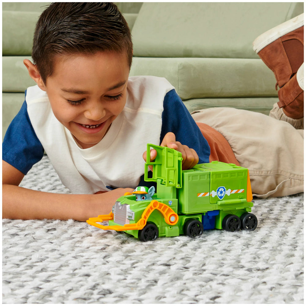 Paw Patrol Big Truck Pup’s Rocky Transforming Toy Trucks with Collectible Action Figure