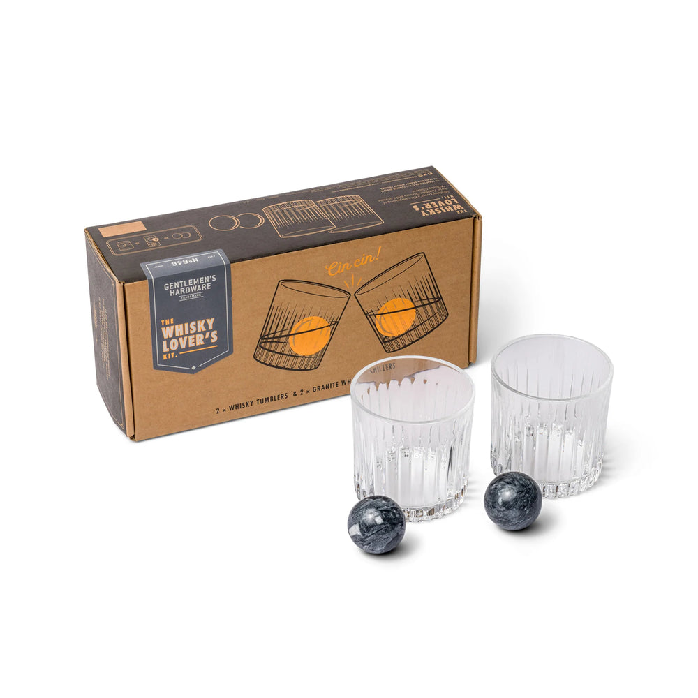 GH Whiskey Tumbler Glasses & Ice Stones Set