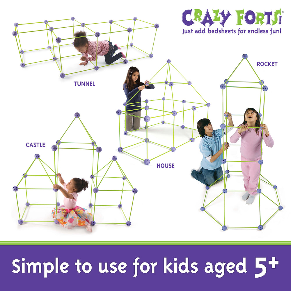 Crazy Forts! 69 Piece Buildable Indoor/Outdoor Play Fort