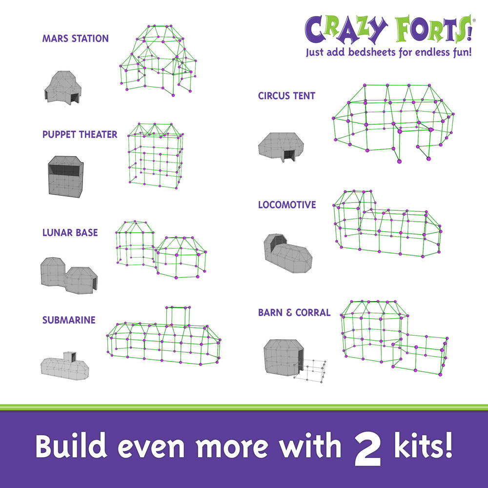 Crazy Forts! 69 Piece Buildable Indoor/Outdoor Play Fort