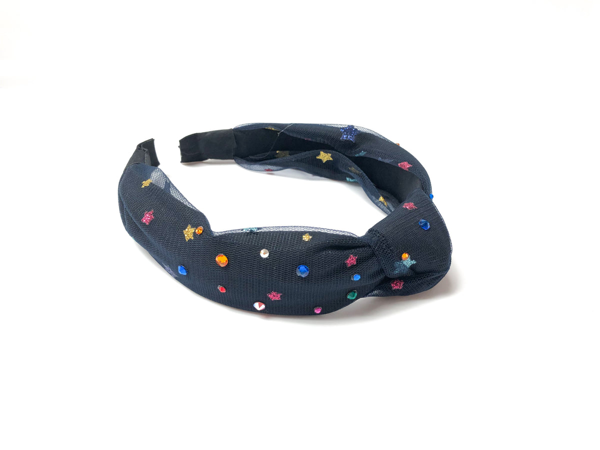 Bari Lynn Tulle Star Headband Navy