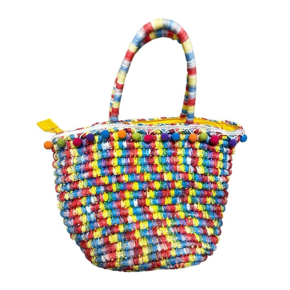 Bari Lynn Rainbow Raffia Bag