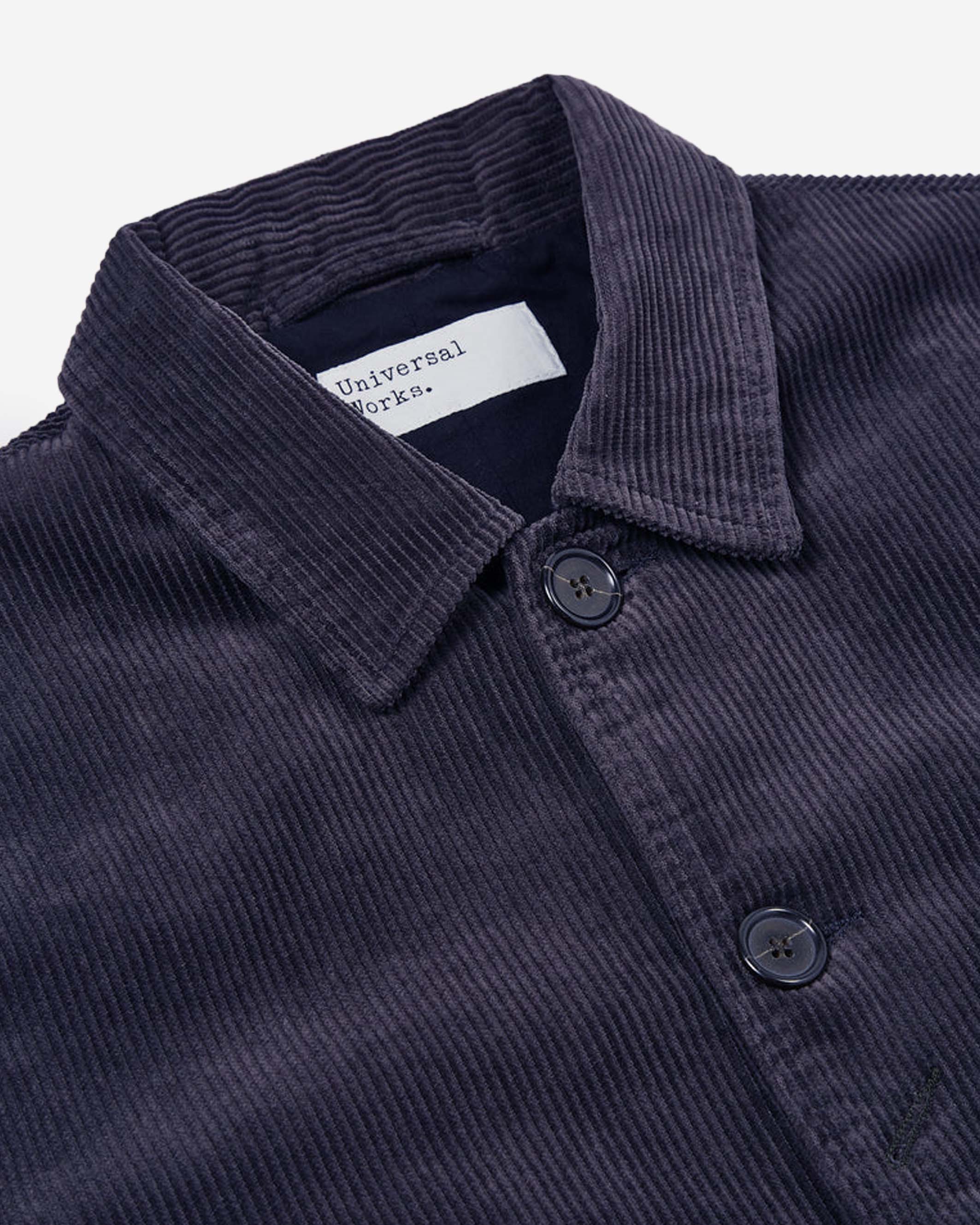 Corduroy or 'cord-du-roi' is the fabric of kings. We use it every autumn-winter season, and it is now established as a Universal Works classic. Made here in 100% cotton, it is soft, wearable, and colour-dyed to give a rich lively finish. • Regular fit. • Five-button front. • Two lower patch pockets. • One chest patch pocket. • Two internal pockets. • Fabric Content: 100% Cotton. • Washcare: Wash at 30 degrees. Do not bleach. Do not tumble dry. Cool iron. Do not dry clean. Wash like colours together.