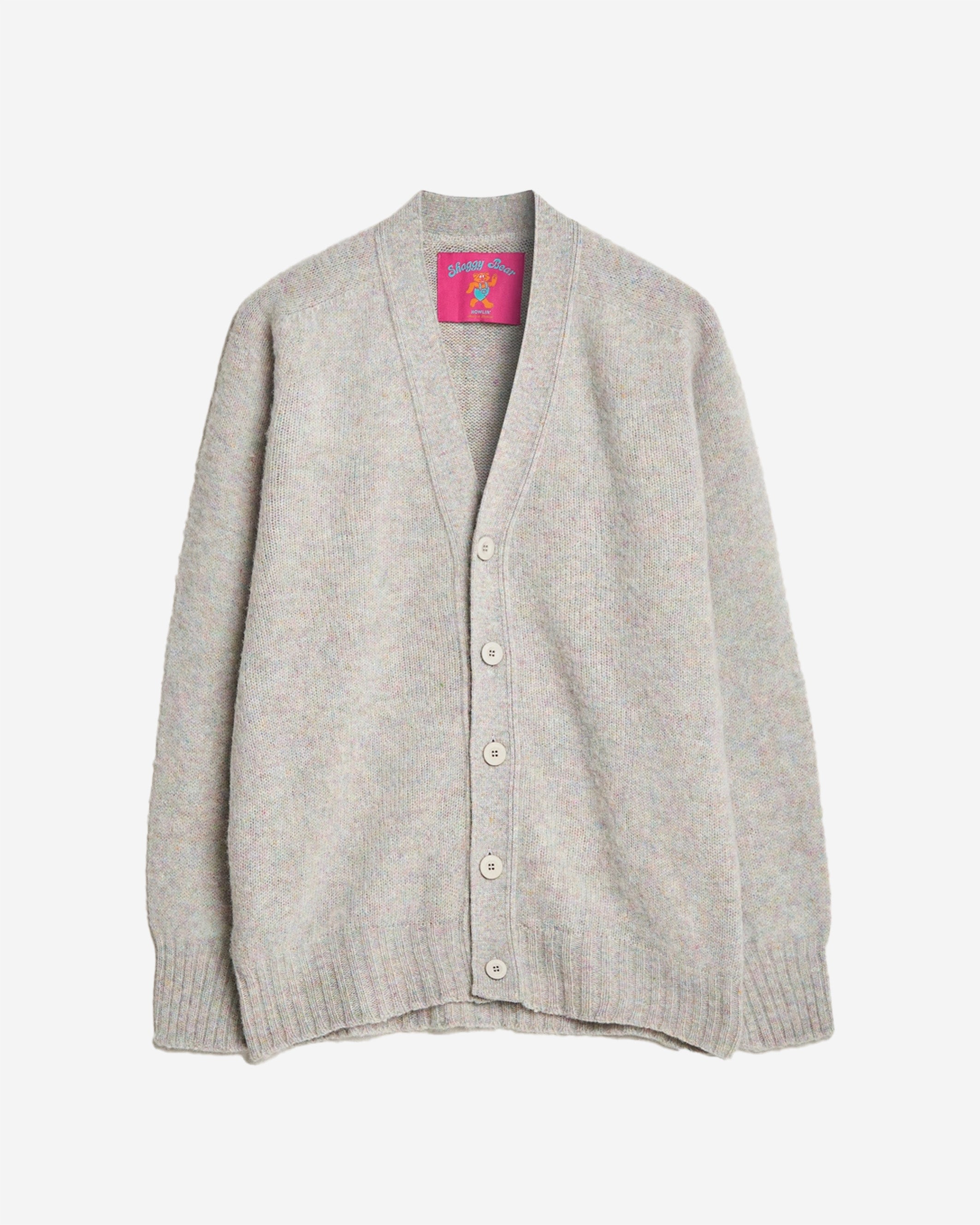 Shaggy Bear Cardigan is a new seasonal highlight of Howlin's winter collection. Double brushed Made out of 100% local Scottish wool. Fully knitted and hand finished in Scotland. Fits regularly.