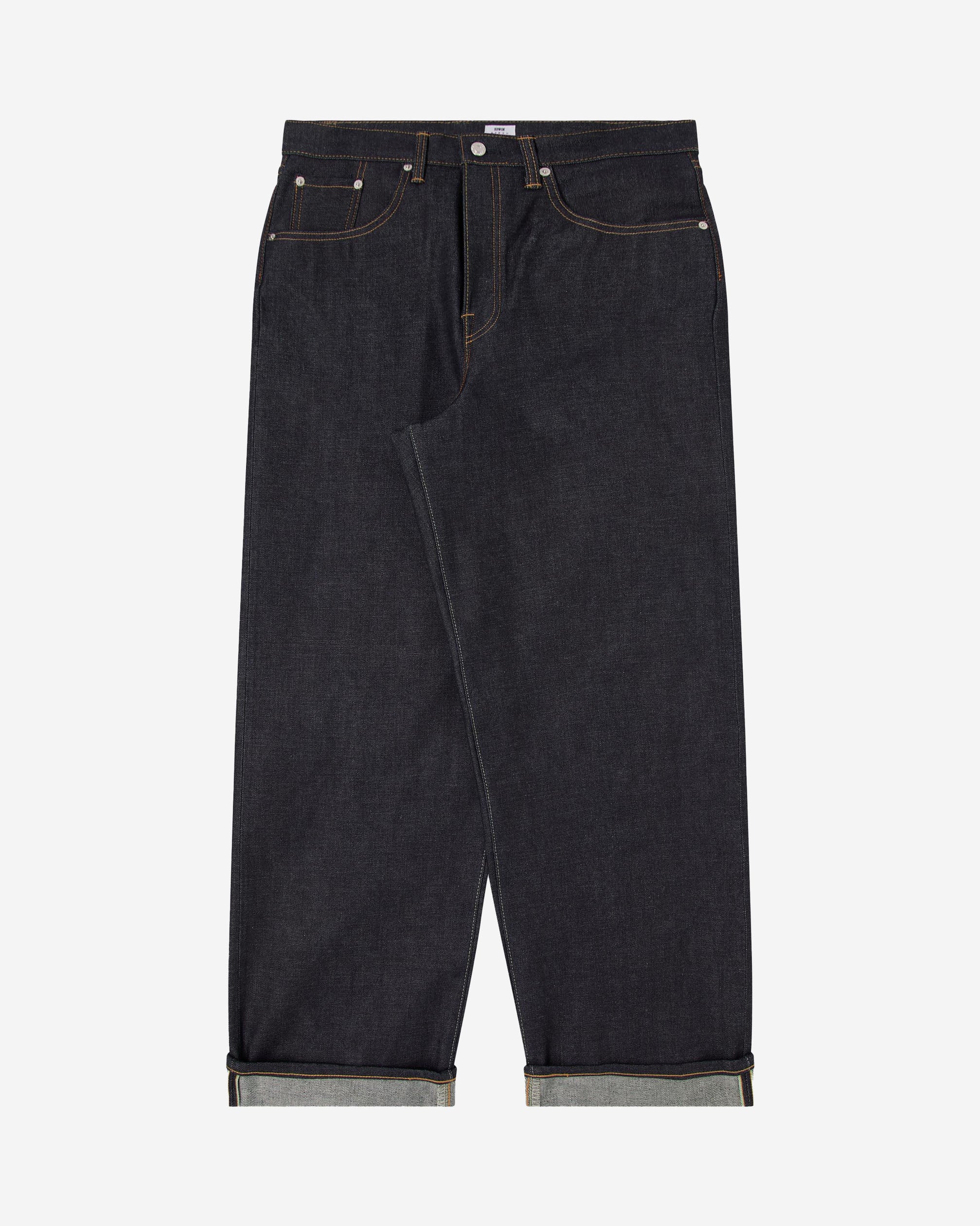 The 'Made in Japan' Collection offers a unique product with no direct competition in terms of quality, price point and a ‘Made in Japan’ provenance. Accommodating the more traditional aspects of the premium Japanese denim collection, the EDWIN Wide Pant is made from a 13.5oz Kaihara Dark Pure Indigo Rainbow Selvage Denim. 13,5oz Kaihara Dark Pure Indigo Rainbow Selvage Denim 100% Cotton Oversized Fit Blue Unwashed Mid / High rise 5-Pocket Denim Button Closure Made in Japan
