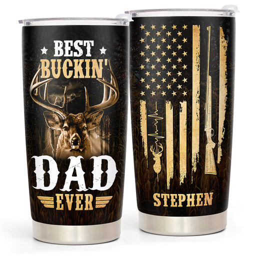  Custom Best Buckin' Dad Ever Deer Hunting Father Personalized  Tumbler Cup Father's Day Gift, Gift For Hunting Dad, Dad, Father, Papa,  Grandpa 20oz Insulated Coffee/Tea Tumbler with Lid : Sports 