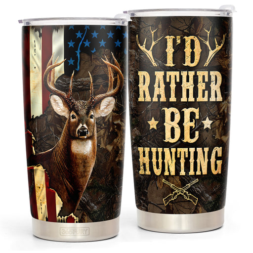 Laser Engraved YETI® Tumbler Deer With American Flag Outdoors