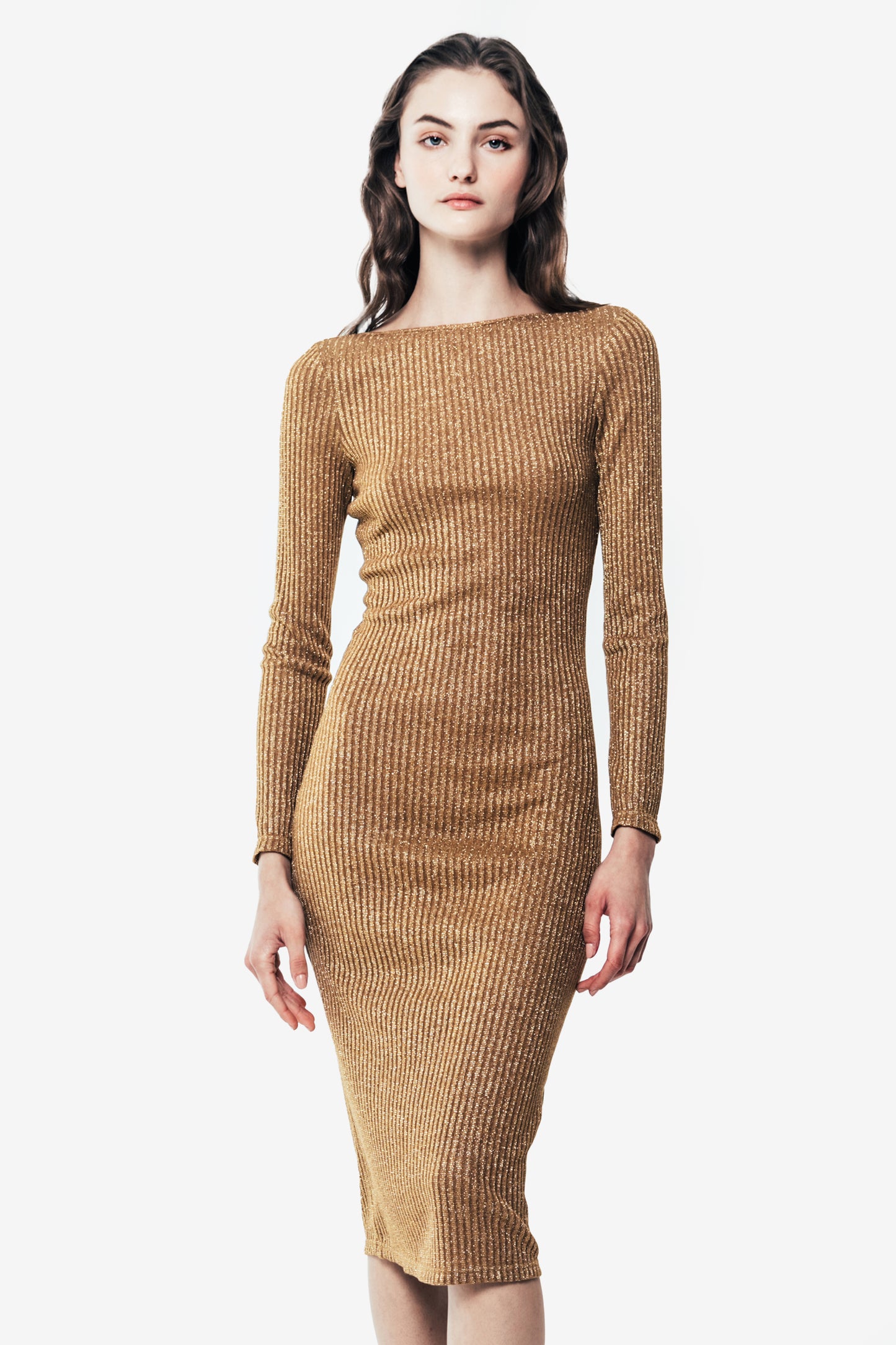 GIORGIA - Midi golden dress