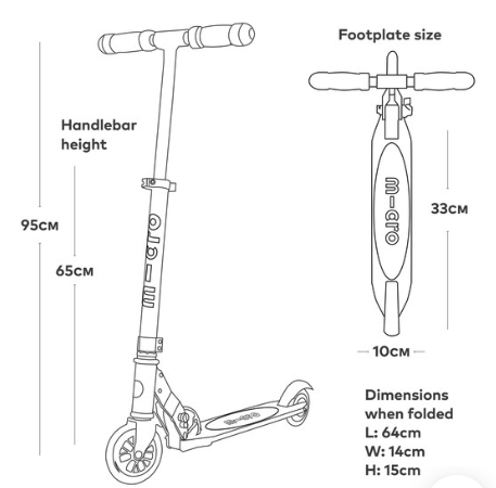 Sprite Micro Scooter Foldable Dimensions