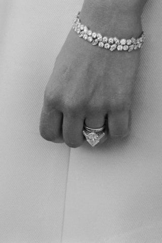 Mia farrows pear shaped diamond engagement ring