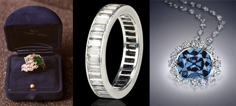 jackie kennedy engagement ring, marilyn monroe eternity band,  hope diamond