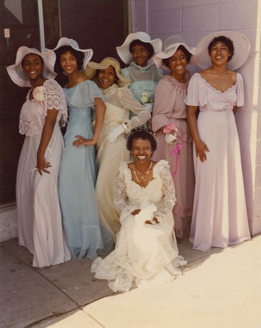 1970s colourful bridesmaid dresses | wedding fashion 1970s