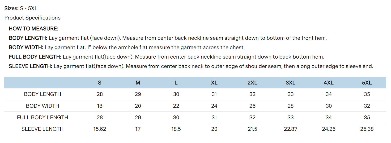 G500 Size Chart – TFI Uniforms by Nakoda Creative