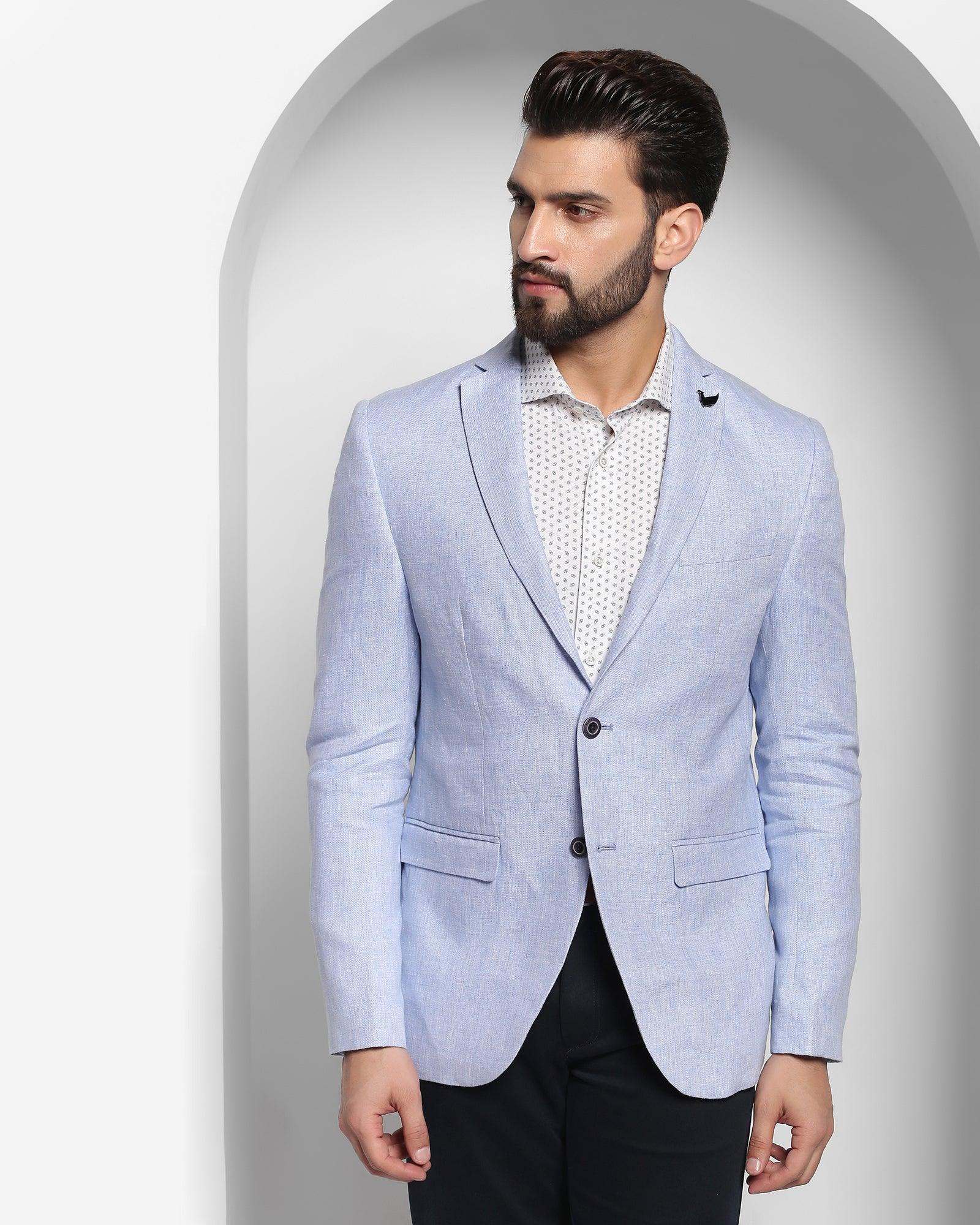 linen casual blazer in blue luna blackberrys clothing 1