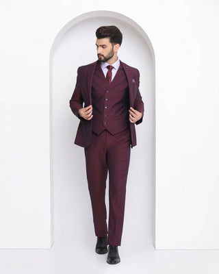 Multitude 6X Pink Textured Formal Suit - Domnia