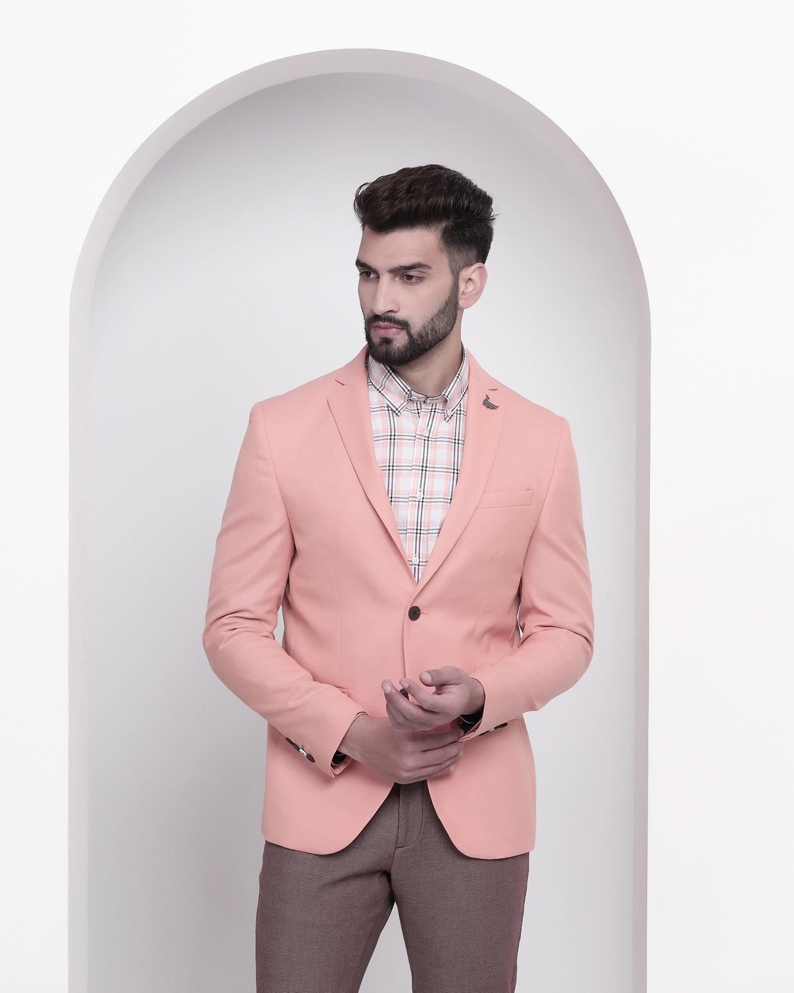 textured casual blazer in peach cyan blackberrys clothing 1