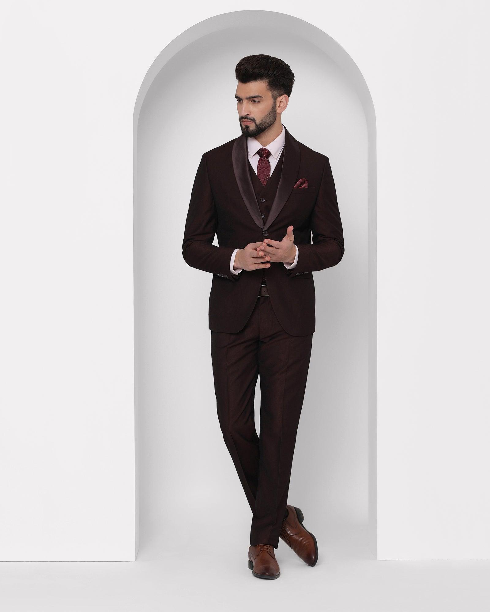 textured tuxedo 3 pcs suit in wine sienna blackberrys clothing 1