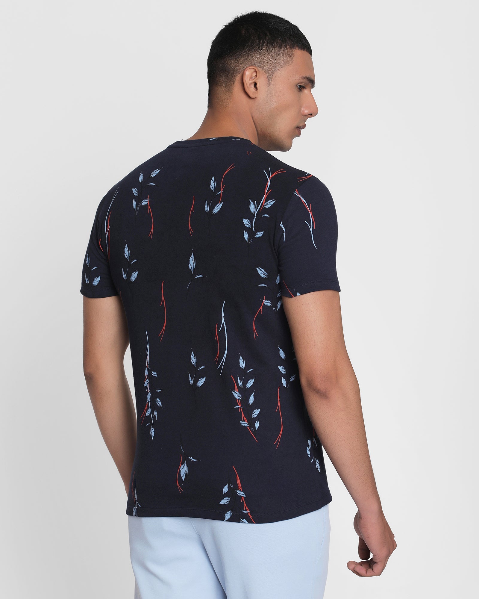 Phil Printed Crew Neck T Shirt In Navy