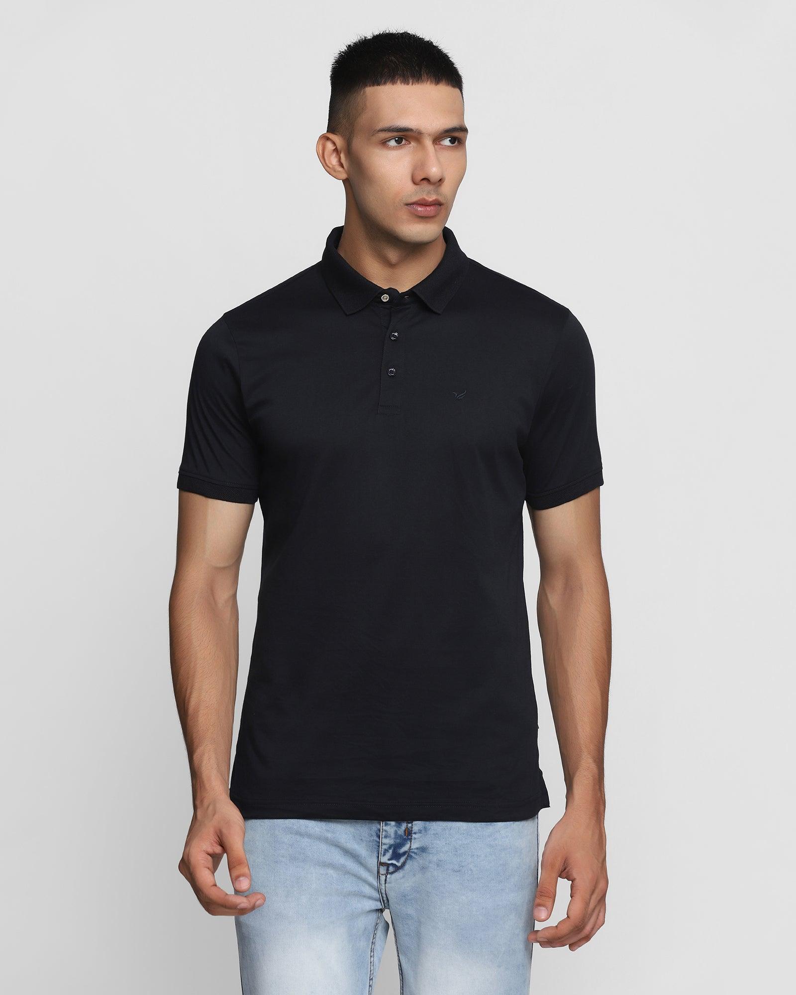 Solid Polo T Shirt In Navy (David)