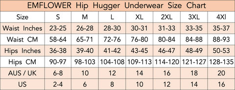 Hip Hugger size chart