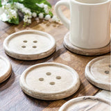 Set Of Six Giant Button Wood Coasters