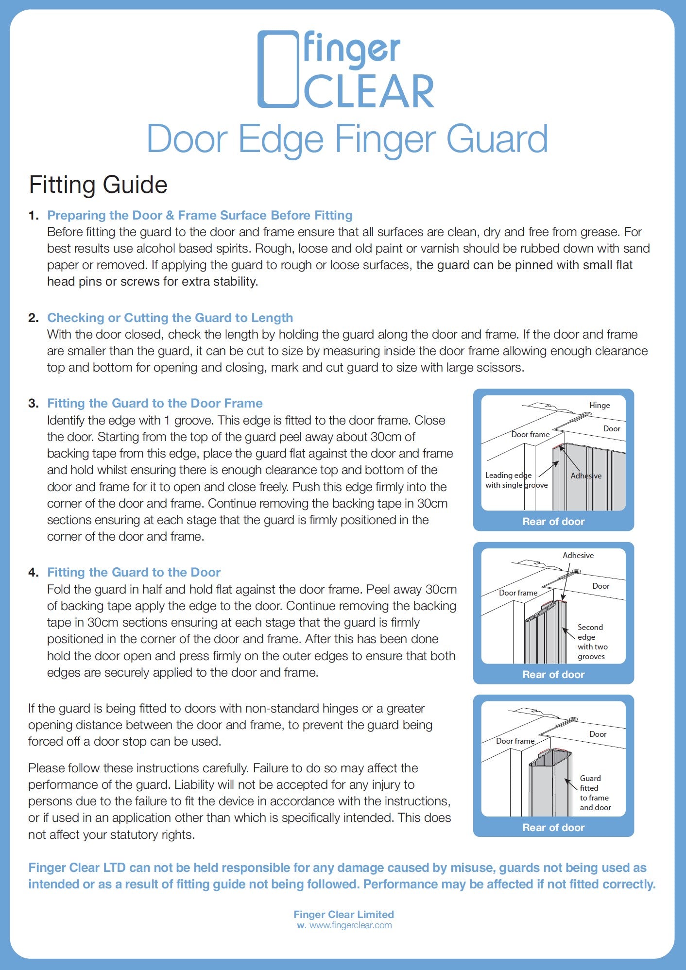 Finger Clear door guard fitting guide