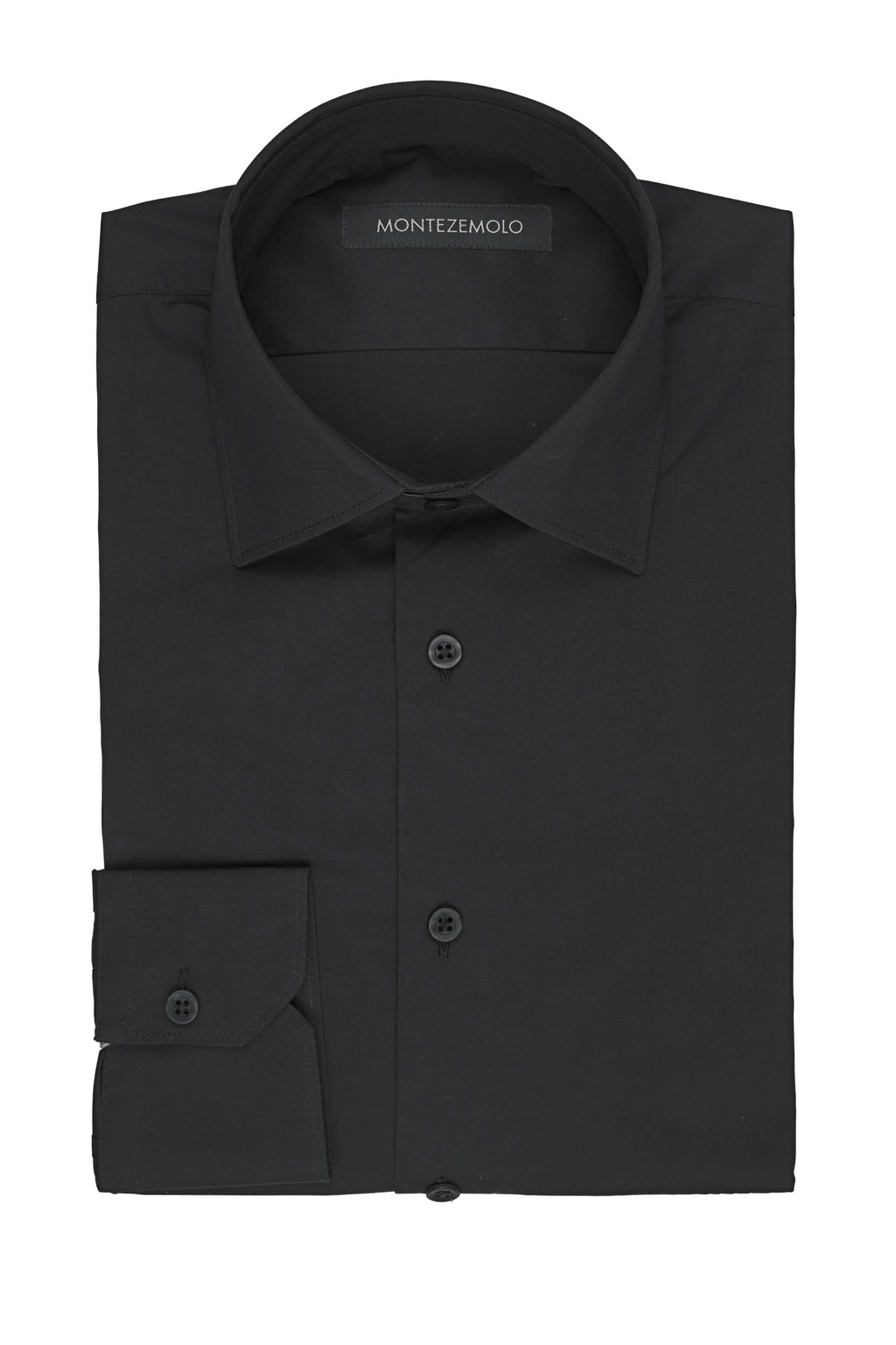MONTEZEMOLO Shop Online | Black Plain Cotton Shirt