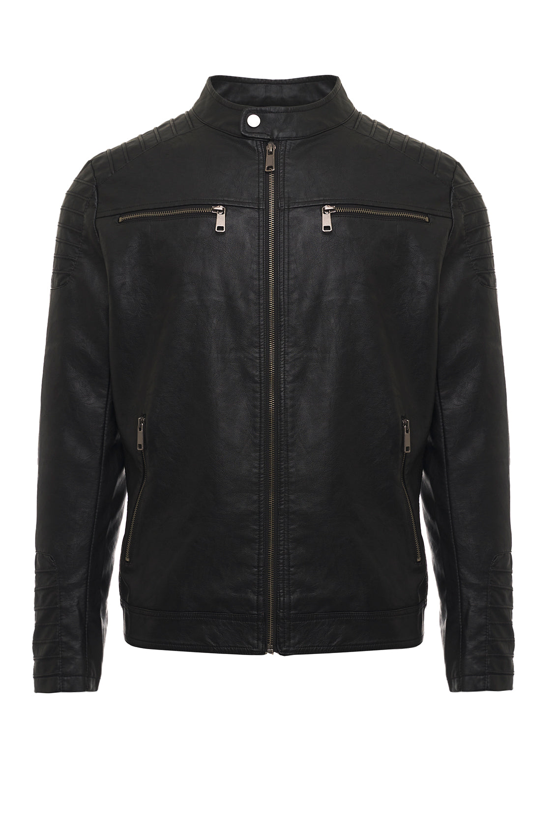 MONTEZEMOLO Shop Online | Black Eco-Leather Biker Jacket