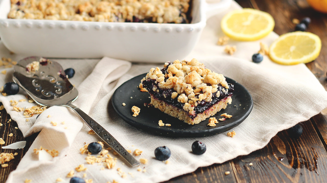 Blueberry Granola Streusel Bars with Nature's Path Chia Plus Coconut Chia Granola