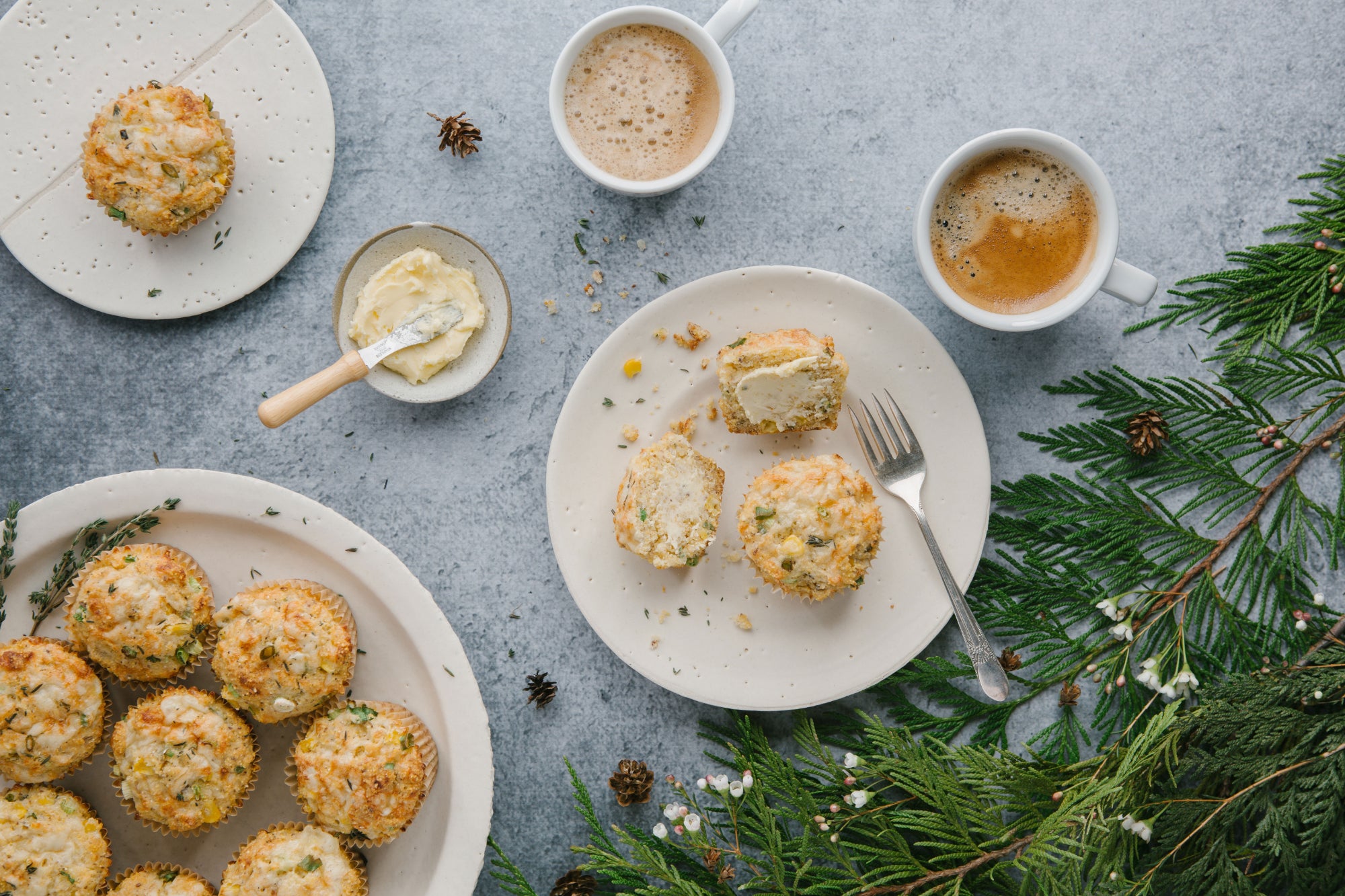 Cheesy Cornmeal Muffins with Thyme and Scallion