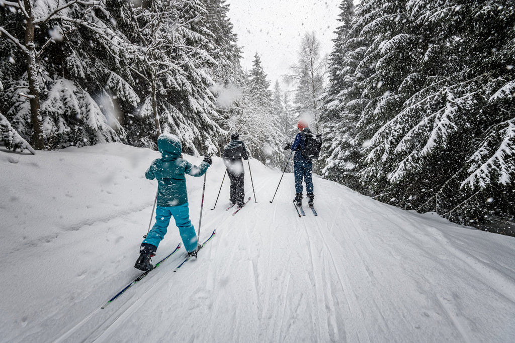 ski de famille d'hiver