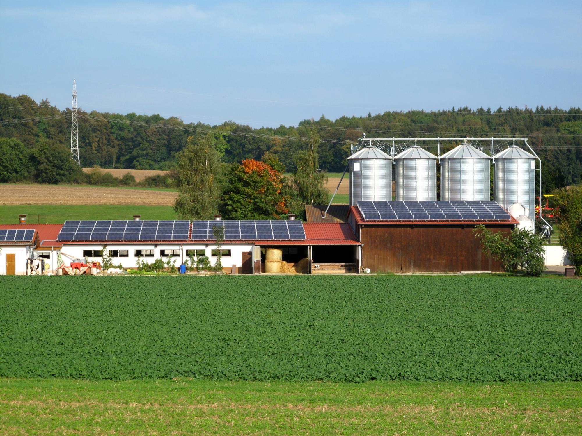 Farmhouse with solar panels