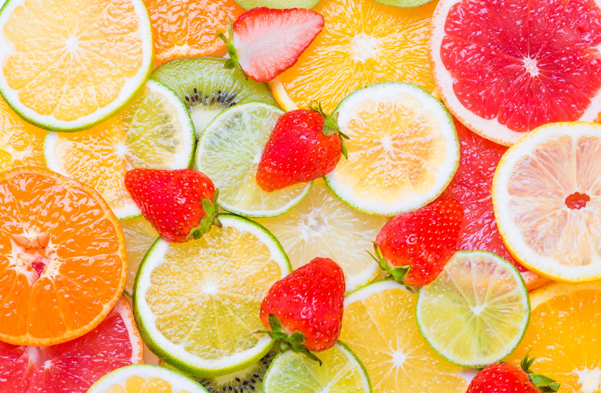 Fresh citrus fruits sliced assortment