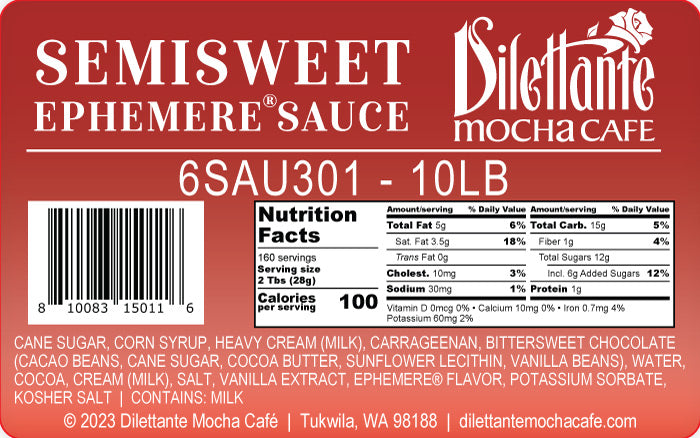 Semisweet Ephemere® Sauce Nutrition Facts