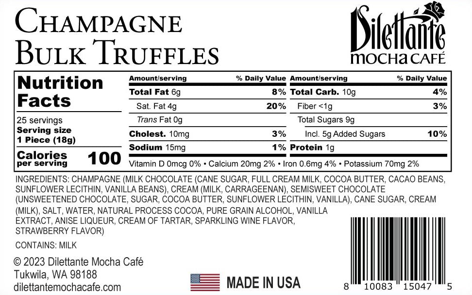 25-Piece Bulk Champagne Truffles Nutrition Facts