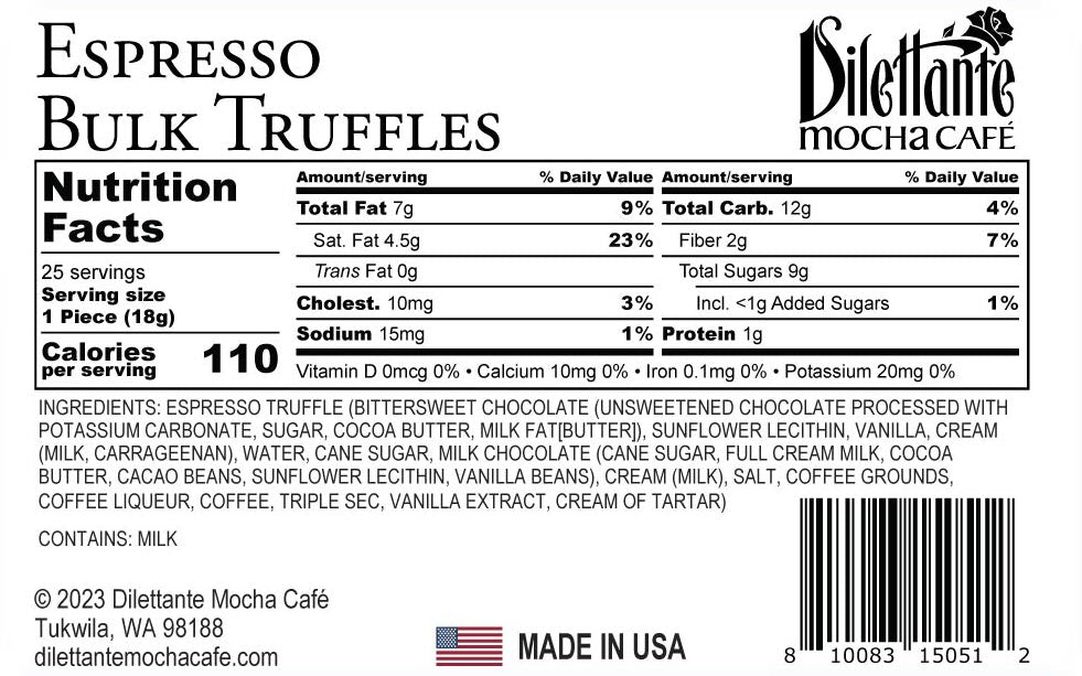 25-Piece Dark Espresso Truffles Nutrition Facts