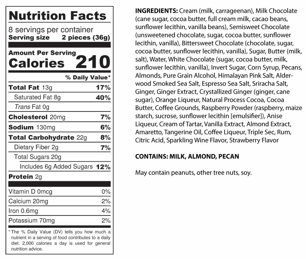 16-Piece Chocolate Collection Nutrition Facts