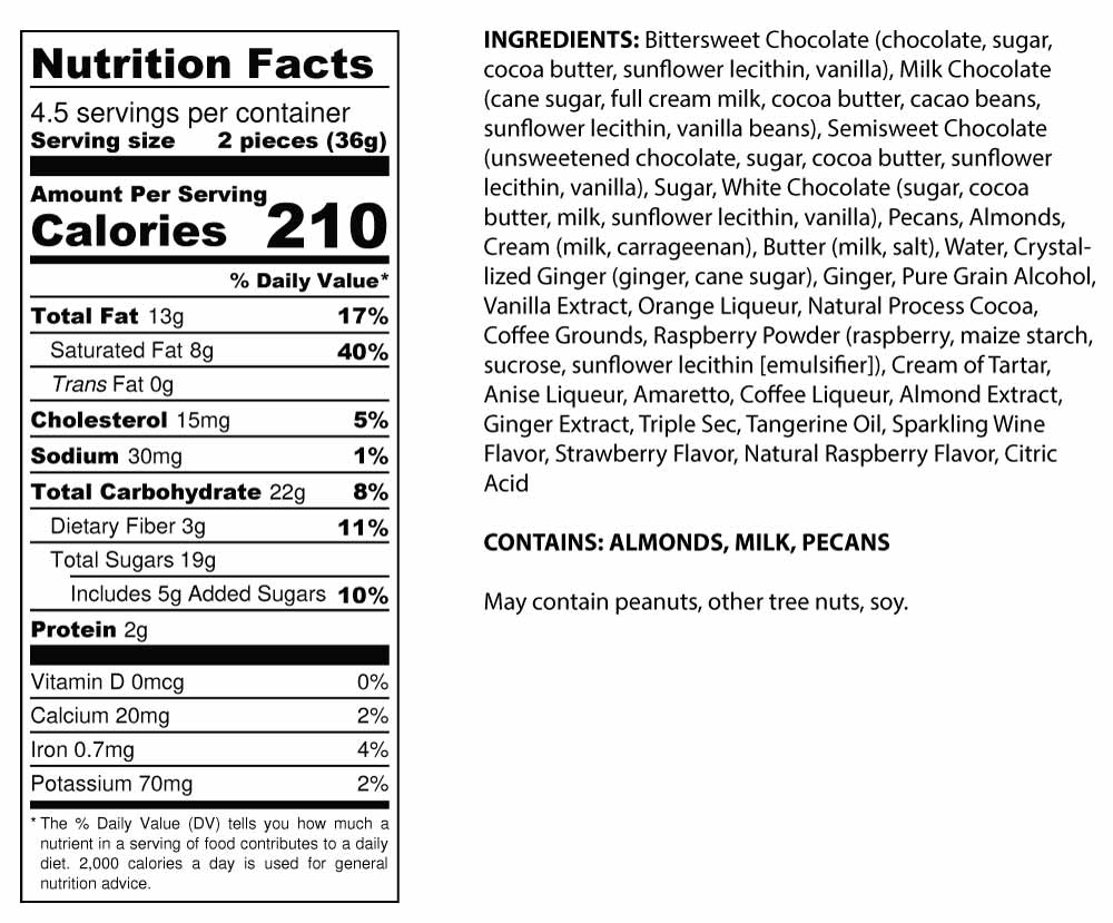 9-Piece Assorted Truffles Nutrition Facts