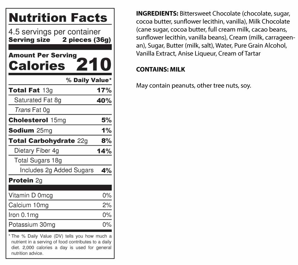 9-Piece Ephemere Truffles Nutrition Facts