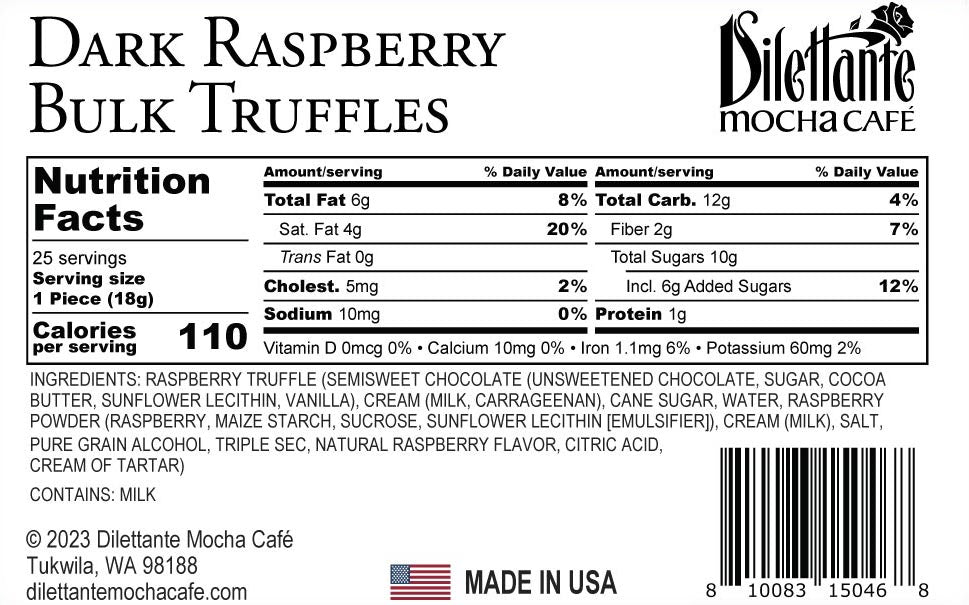 25-Piece Bulk Raspberry Truffles Nutrition Facts