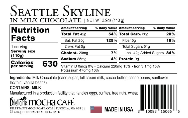 Milk Chocolate Seattle Skyline Chocolate Mold Nutrition Facts