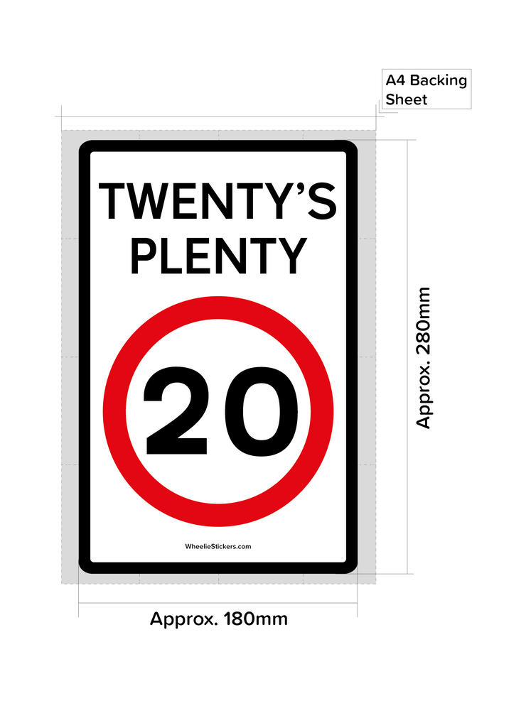 Pack of 3 Twenty's Plenty, Road Safety Wheelie Bin Sticker Signs ...