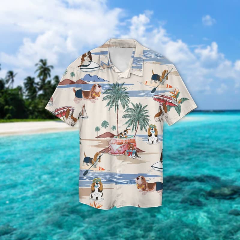 basset hound hawaiian shirt