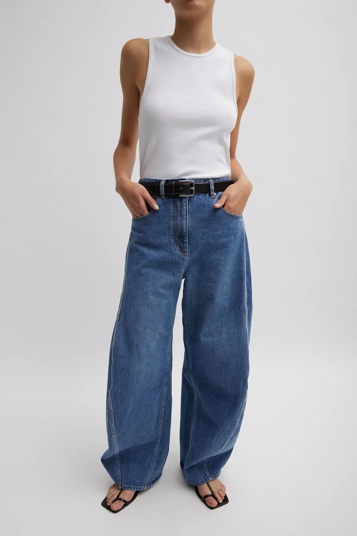 Tibi Petite Leather Sid Jean