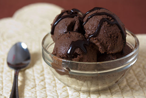 A bowl of dark chocolate ice cream