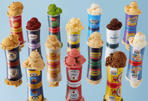 Assortment of condiment flavored ice creams