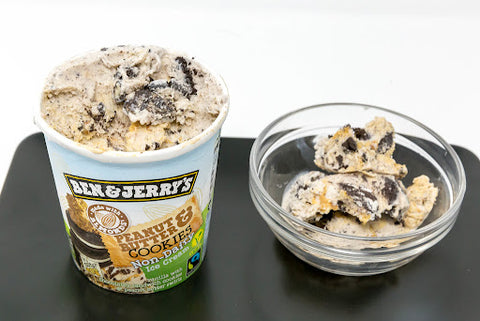 Pint of Ben & Jerrys vegan peanut butter cookie ice cream