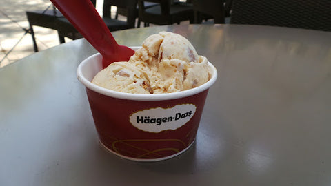 A bowl of haagen dazs ice cream