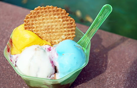 Scoops of colorful ice cream