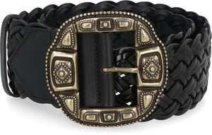 Leather braided belt-1